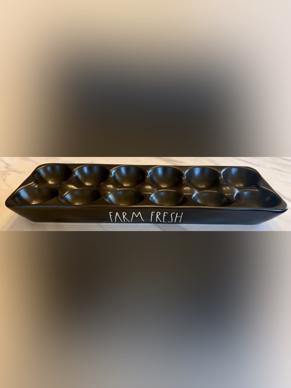 *NEW* Black Ceramic Rae Dunn Egg Holder One Dozen Farm Fresh